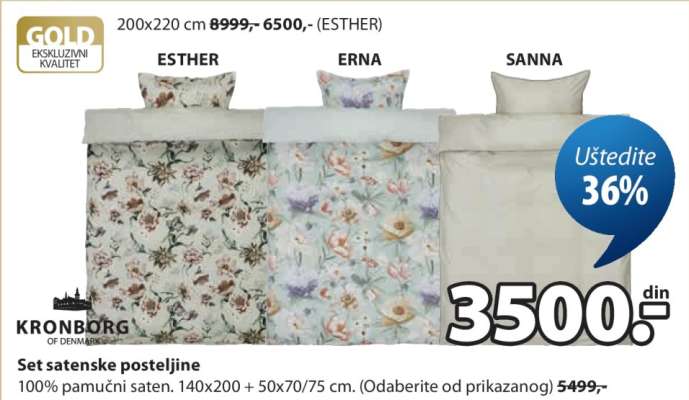 SET SATENSKE POSTELJINE