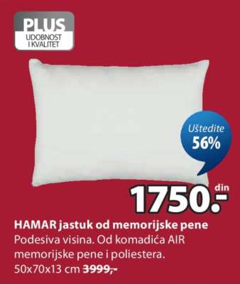 HAMAR jastuk od memorijske pene