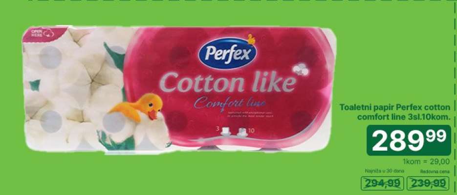 Toaletni papir Perfex cotton comfort line 3sl. 10kom.