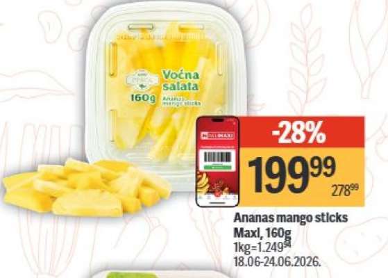 Ananas mango sticks Maxl, 160g