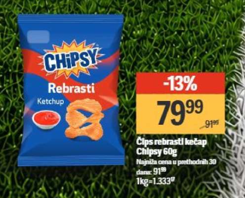Čips rebrasti kečap Chipsy 60g