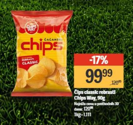 Čips classic rebrasti Chips Way 90g