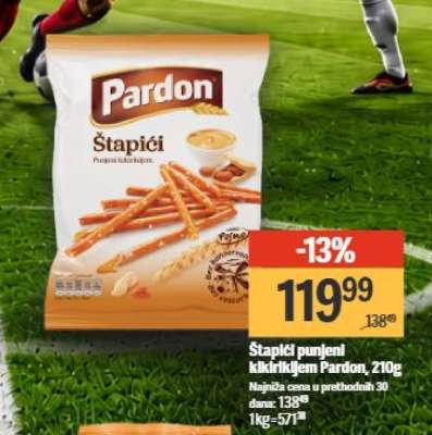 Štapići punjeni kikirikijem Pardon , 210g