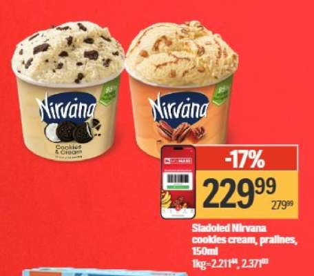 Sladoled Nirvana cookies cream, pralines, 150ml