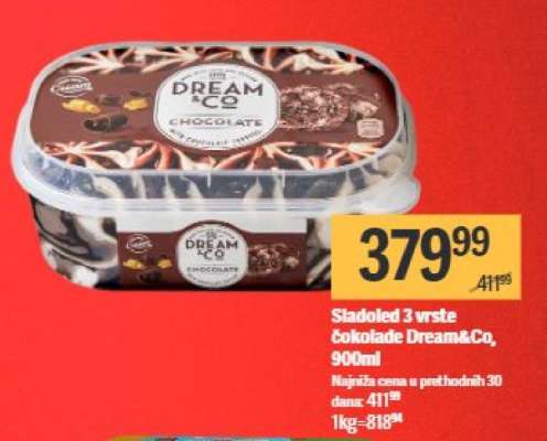 Sladoled 3 vrste čokolade Dream&Co, 900ml