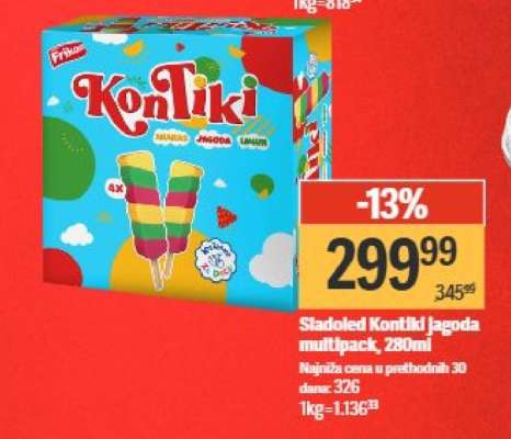 Sladoled Kontiki jagoda multipack, 280ml