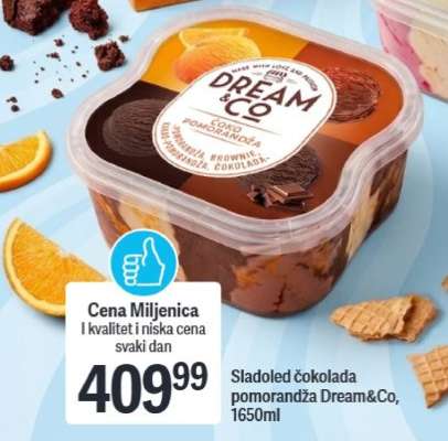 Sladoled čokolada pomorandža Dream&Co, 1650ml