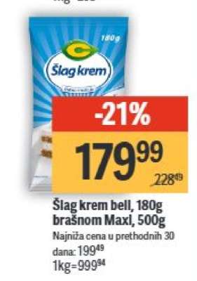 Šlag krem bell, 180g brašnom Maxl, 500g