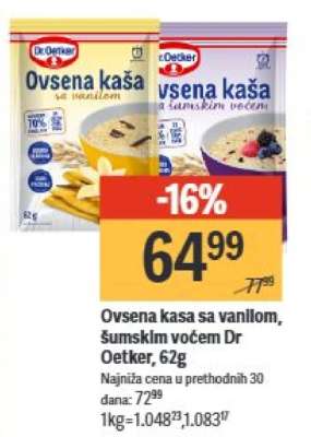 Ovsena kasa sa vanilom, šumskim voćem Dr Oetker, 62g