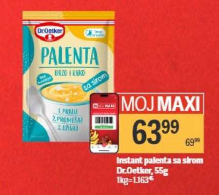Instant palenta sa sirom Dr. Oetker 55g