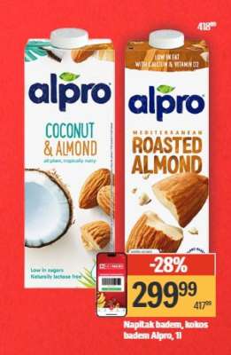 Nápoj tak badem, kokos badem Alpro, 1l