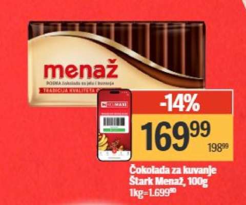 Čokolada za kuvanje Štark Menaž 100g