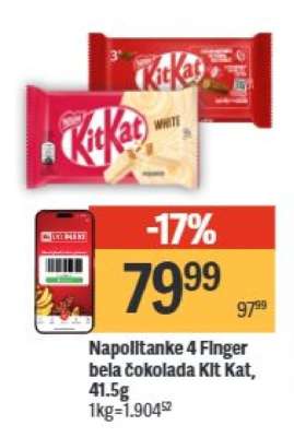Napolitanke 4 Flinger bela čokolada Kit Kat, 41.5g