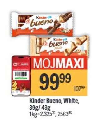 Kinder Bueno, white, 39g, 43g