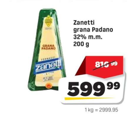 Zanetti grana Padano 32% m.m. 200 g