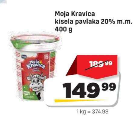 Moja Kravica kisela pavlaka 20 % m.m. 400 g