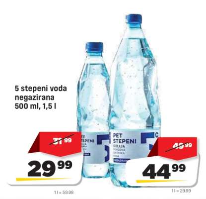 5 stepeni voda negazirana 500 ml