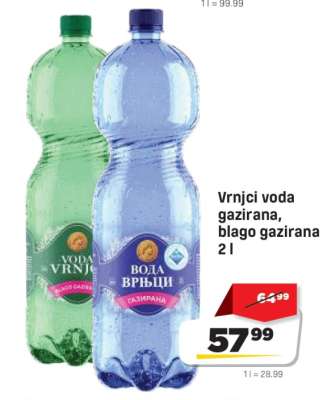 Vrnci voda gazirana, blago gazirana 2 l