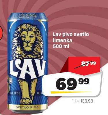 Lav pivo svetlo limenka 500 ml