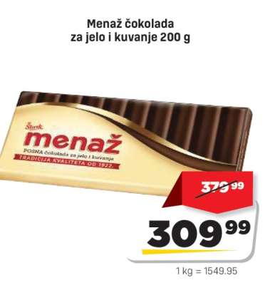 Menaž čokolada za jelo i kuvanje 200 g