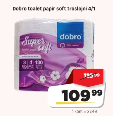Dobro toalet papir soft troslojni 4/1