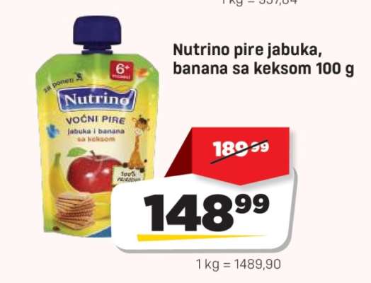 Nutrino pire jabuka, banana sa keksom 100 g