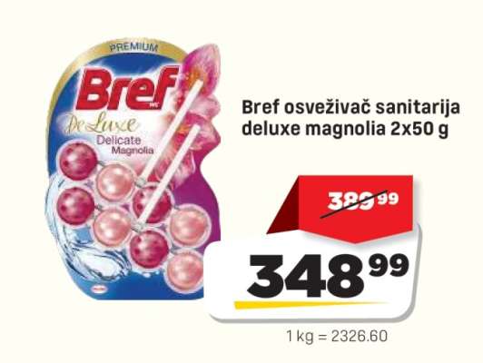Bref osvěživač sanitárija deluxe magnolia 2x50 g