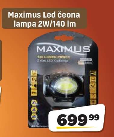 Maximus Led čelová lampa 2W/140 lm
