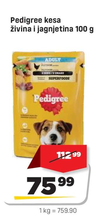 Pedigree kesa žiwina i jagnjetina 100 g