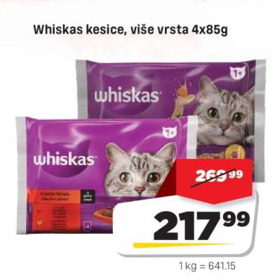 Whiskas kesice, više vrsta 4x85g