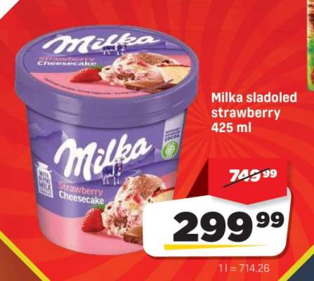 Milka sladoled strawberry 425 ml