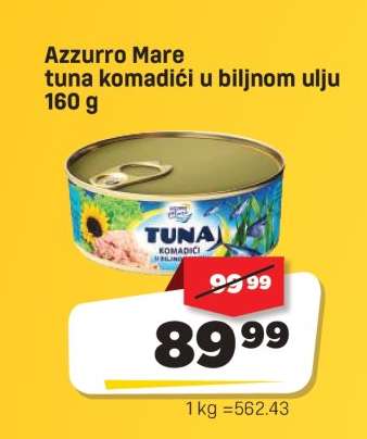 Azzurro Mare tuna komadići u biljnom ulju 160 g