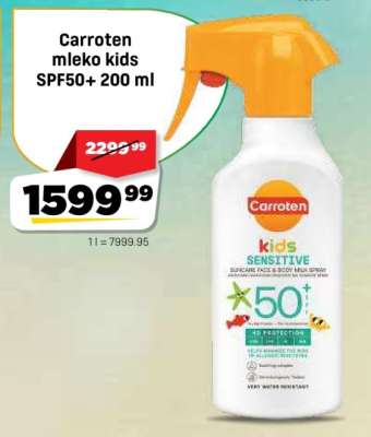 Carroten mleko kids SPF50+ 200 ml