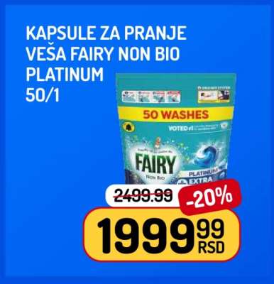 Kapsule za pranje veša Fairy Non Bio Platinum 50/1