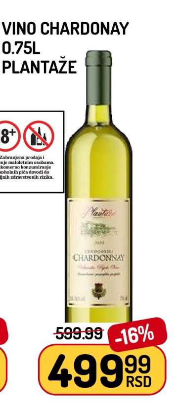 Vino CHARDONAY 0.75L PLANTAZE