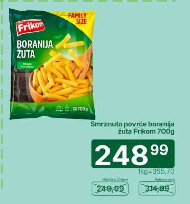 Smrznuto povrće boranija žuta Frikom 700g