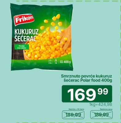 Smrznuto povrće kukuruz šećerac Polar food 400g