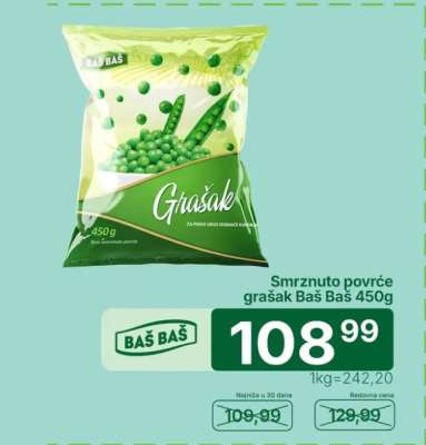 Smrznuto povrće grašak Baš Baš 450g