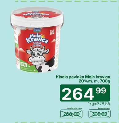 Kisela pavlaka Moja Kravica 20%m.m. 700g
