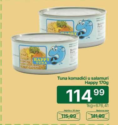 Tuna komadići u salamuri Happy 170g