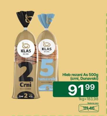 Hleb rezani Aš 500g (crni, dunavski)