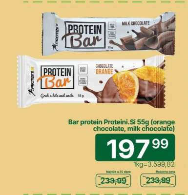 Bar protein Proteini.Si 55g (orange chocolate, milk chocolate)