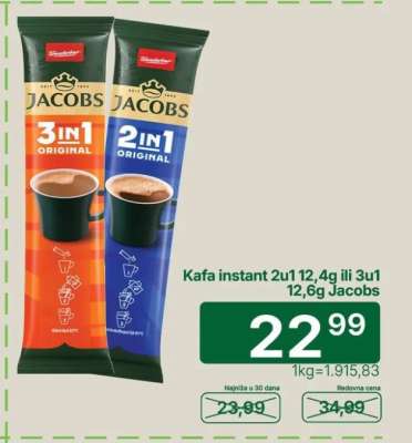 Kafa instant 2u1 12,4g ili 3u1 12,6g Jacobs