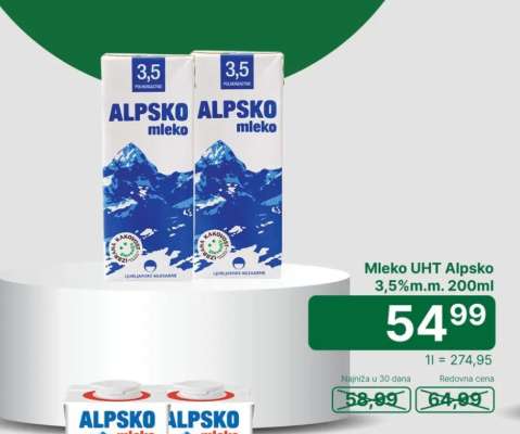 Mleko UHT Alpsko 3,5%m.m. 200ml