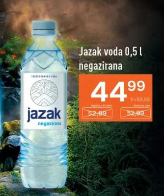 Jazak voda 0,5 l negazirana