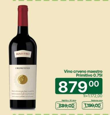 Vino crveno Maestro Primitivo 0.75l
