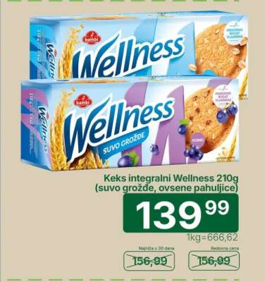 Keks integralni Wellness 210g