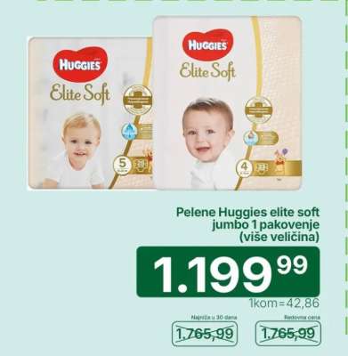 Pelene Huggies elite soft jumbo 1 pakovanje (više veličina)
