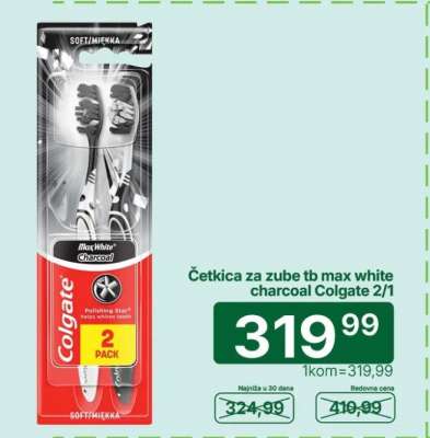 Četkica za zube tb max white charcoal Colgate 2/1