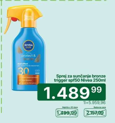 Sprej za sunčanje bronze trigger spf50 Nivea 250ml